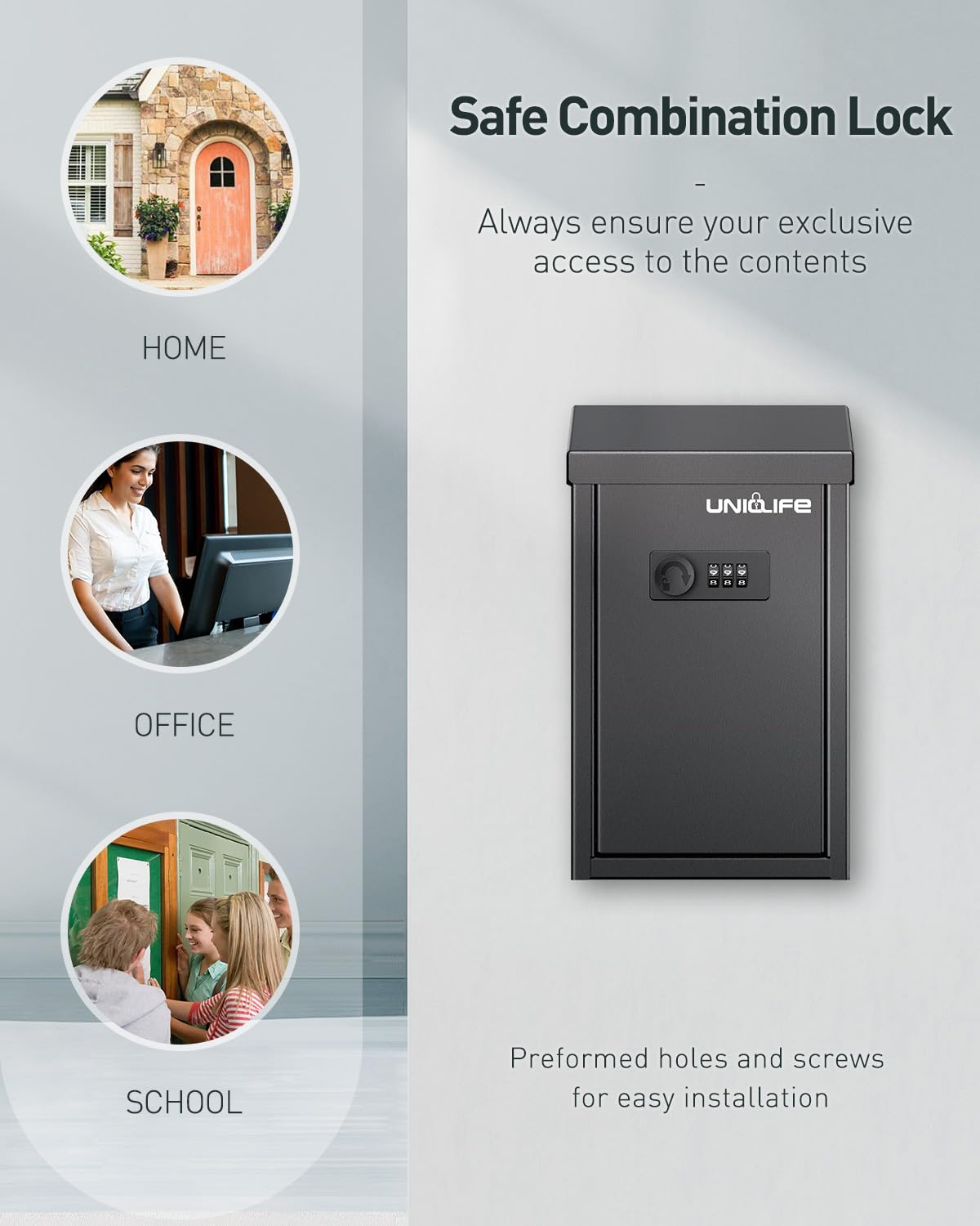 Uniclife dual-slot system accommodates envelopes and larger items for versatile use.