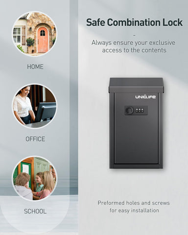 Uniclife dual-slot system accommodates envelopes and larger items for versatile use.