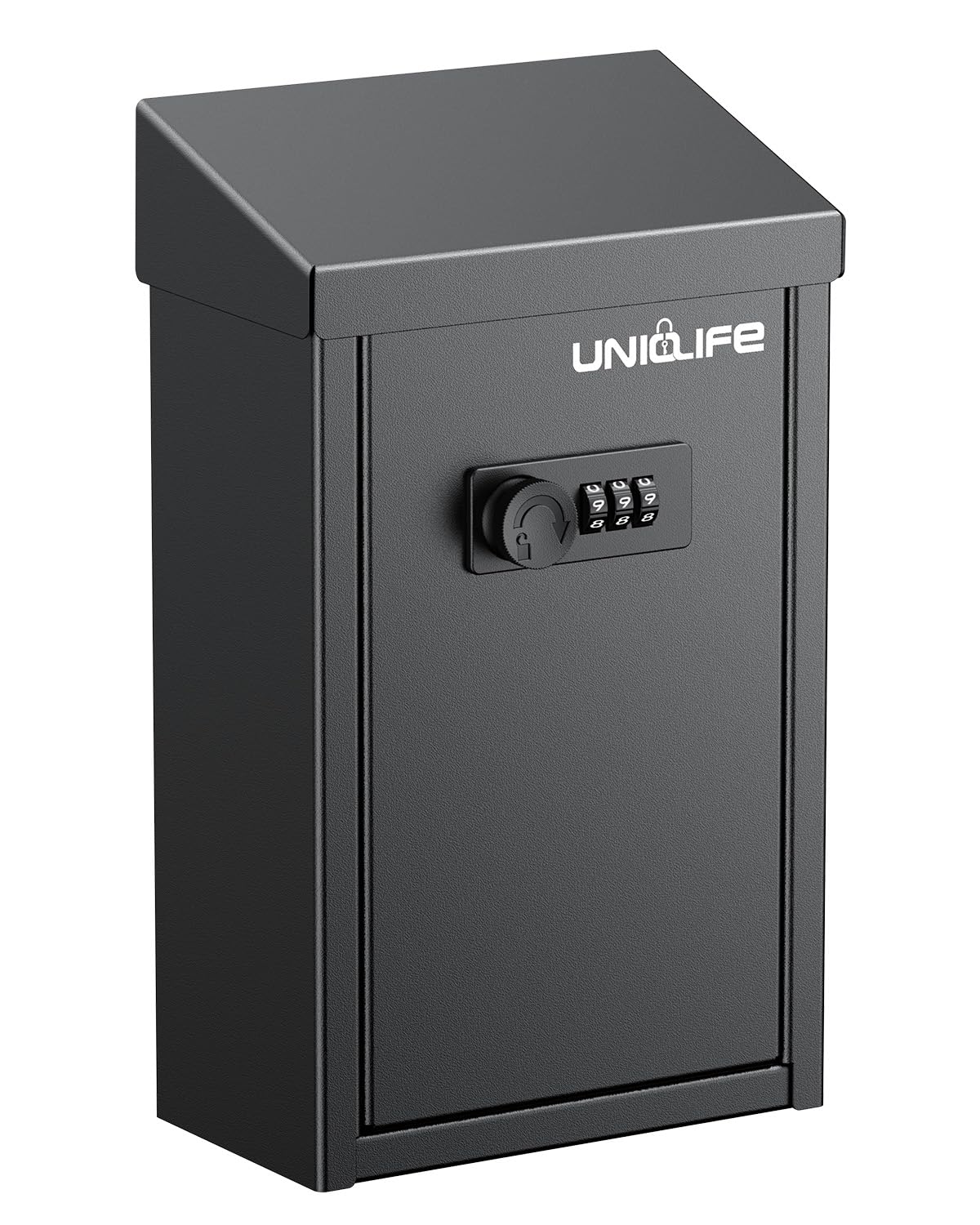 Uniclife key drop box front view with secure steel housing for safe drop-offs.