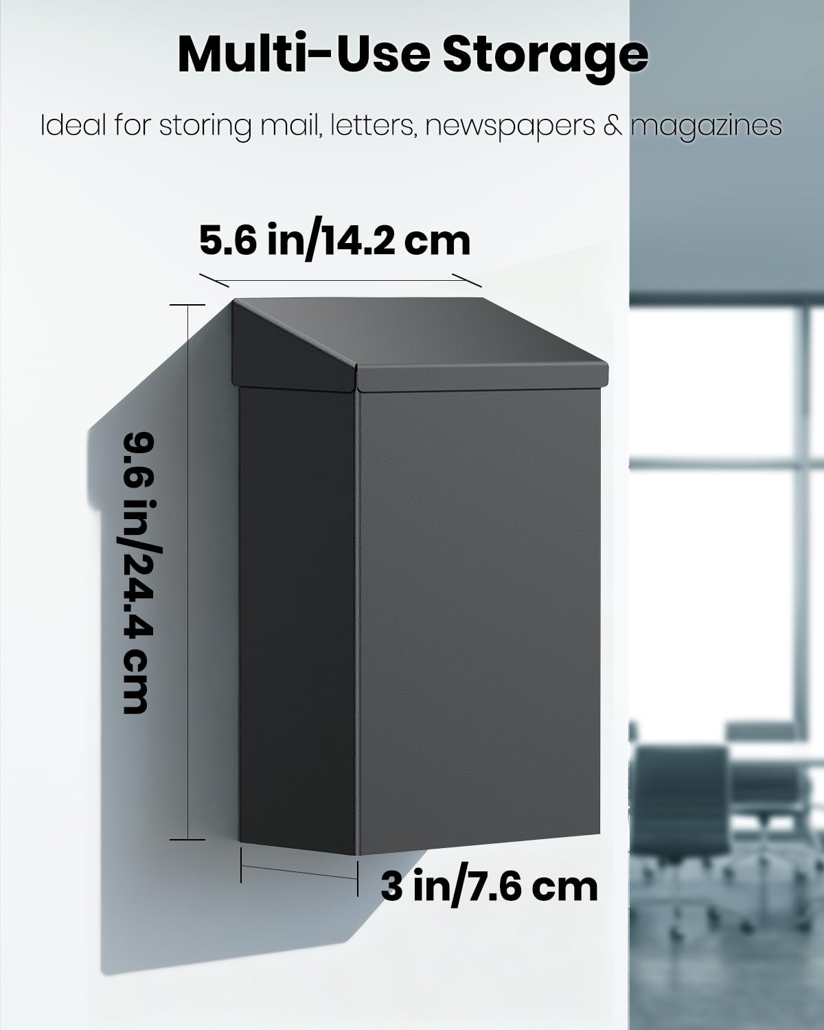 Uniclife wall-mount mailbox side view shows weatherproof design.