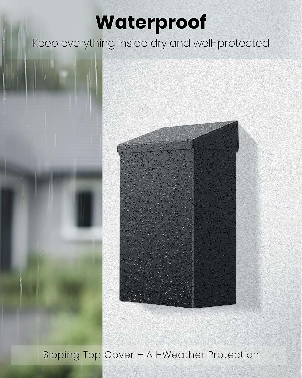 Uniclife lid with rain shield keeps contents dry.