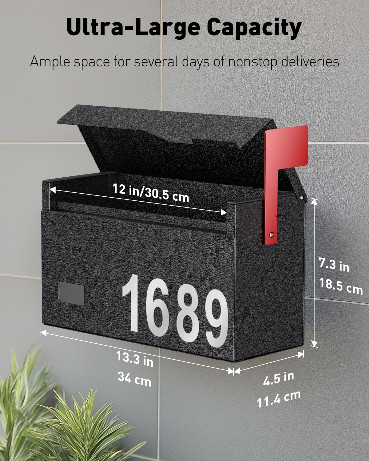 Uniclife mailbox top opening view enables easy drop-offs for mail and documents