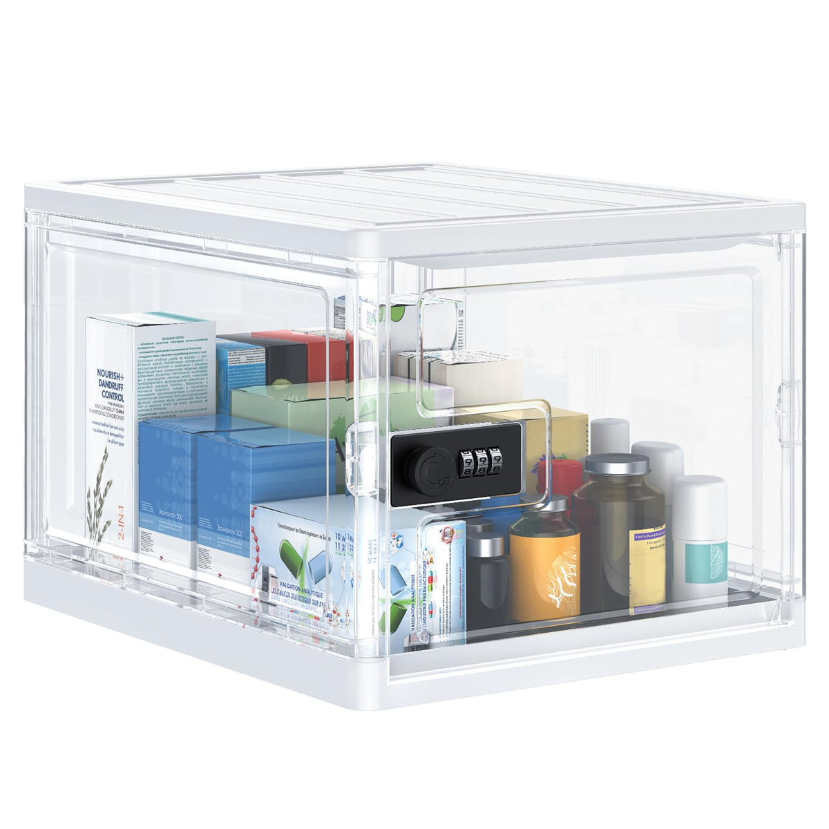 Uniclife medicine lock box with 3-digit lock for secure personal storage