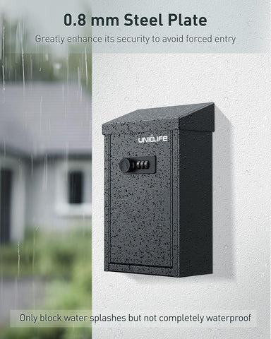 Uniclife metal collection box top slot for quick envelope deposits.