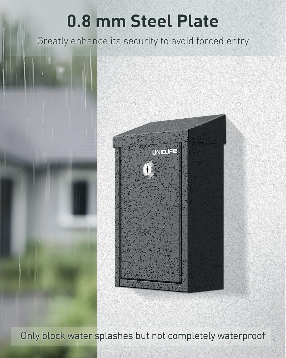 Uniclife solid 0.8mm steel construction resists prying attempts