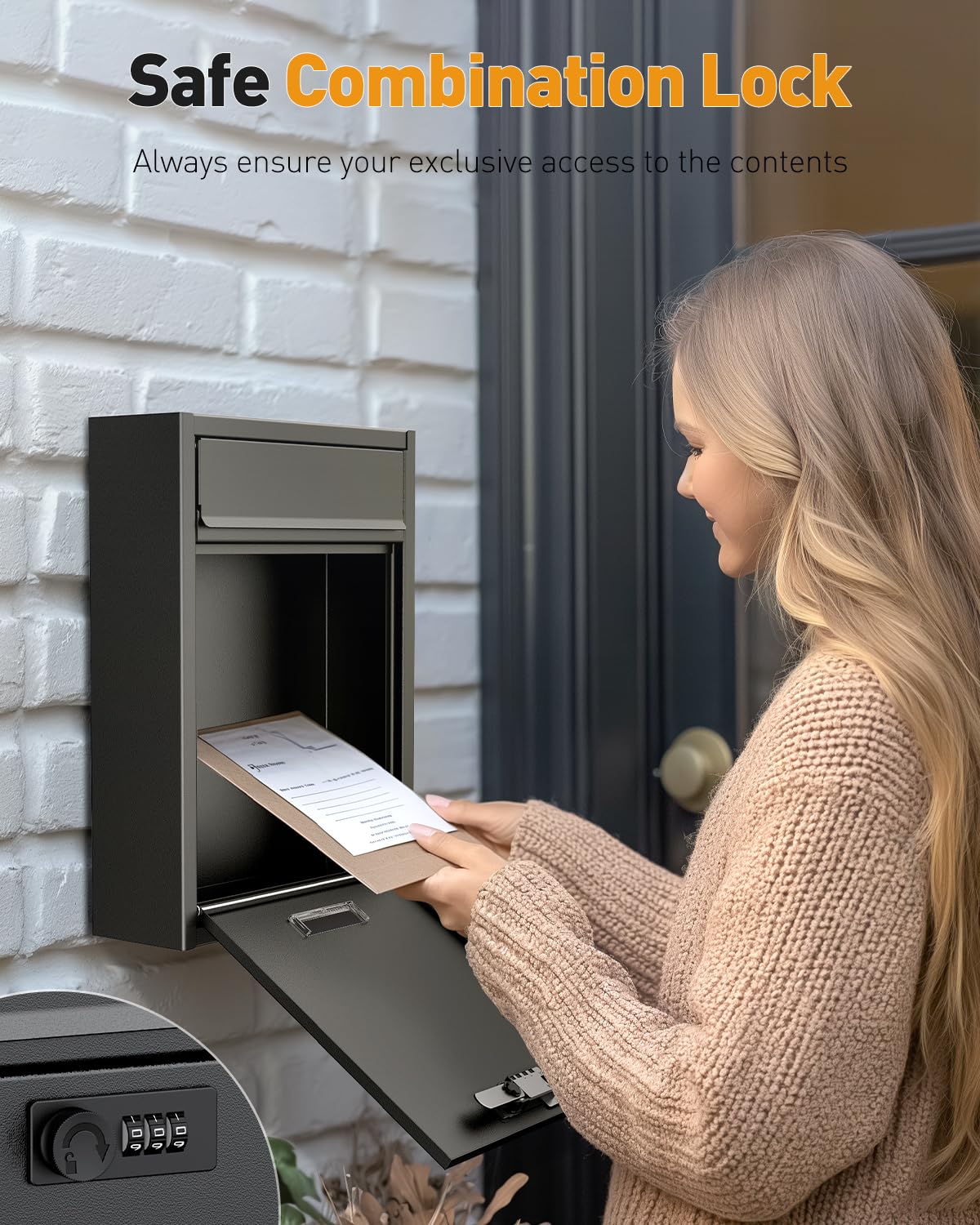 Uniclife 3-digit lock provides secure access for letters and parcels.