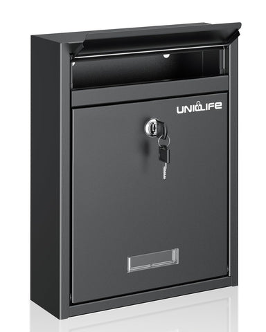 Uniclife wall mount mailbox front view, sturdy design for secure letter storage