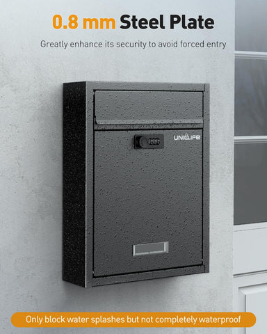 Uniclife large-capacity mailbox stores mail, documents, and donations.