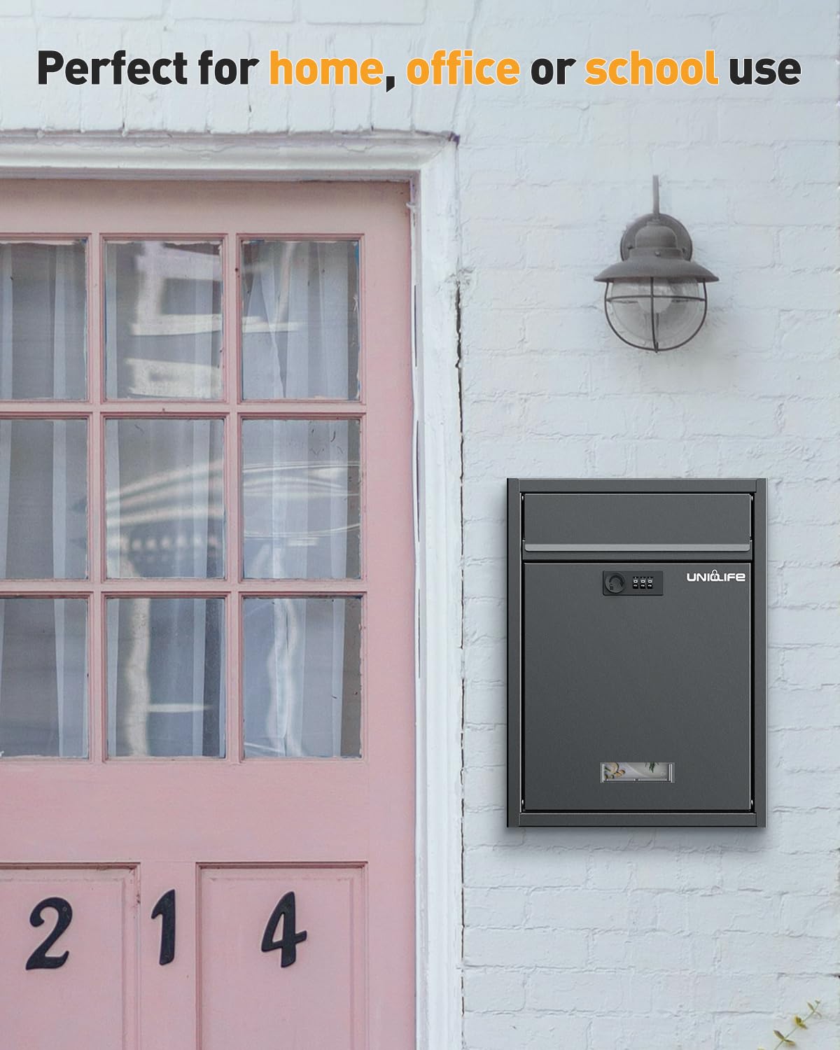 Uniclife exterior view shows a secure, versatile home drop box.