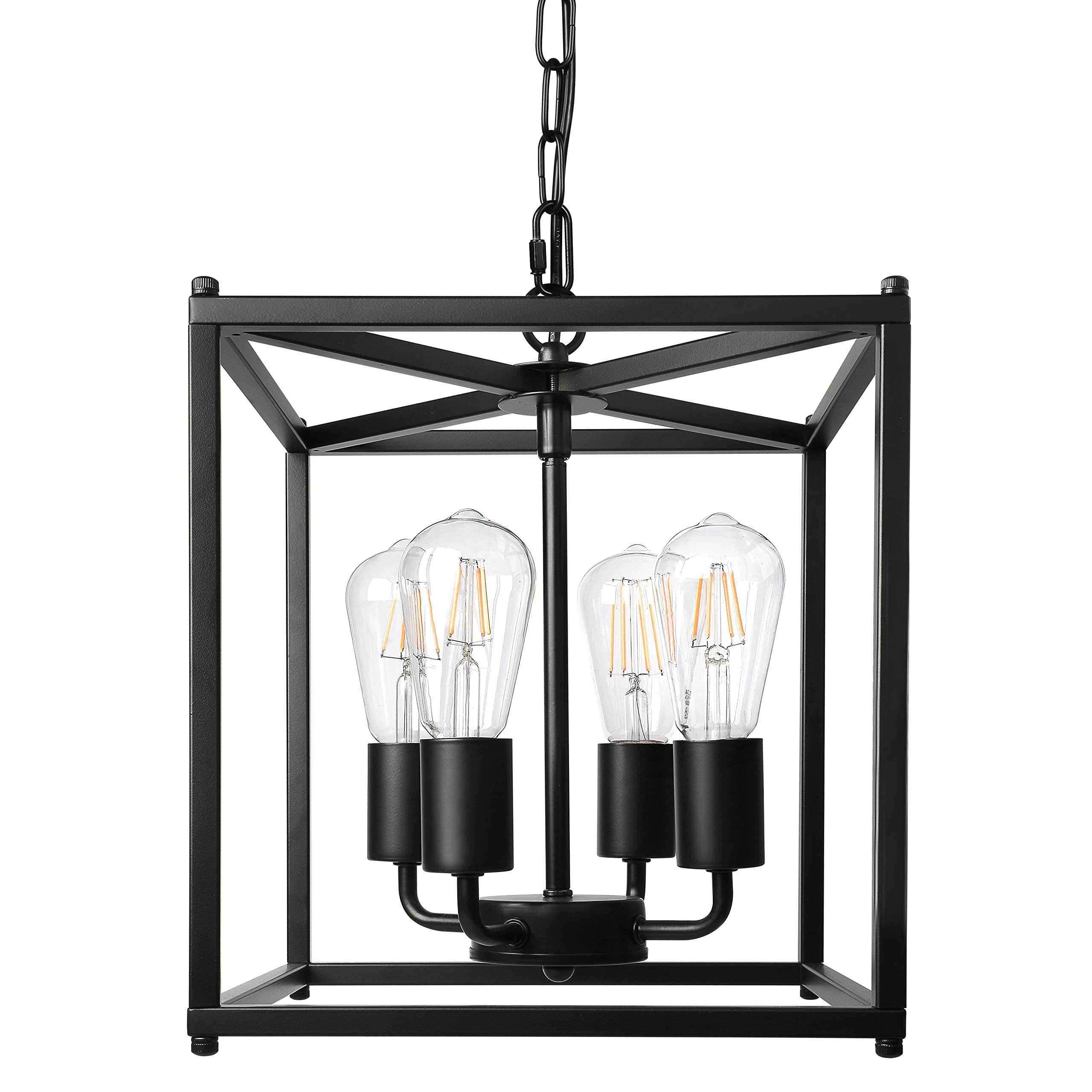 Unicozin 4-light black farmhouse chandelier over a kitchen island for rustic charm and ample lighting