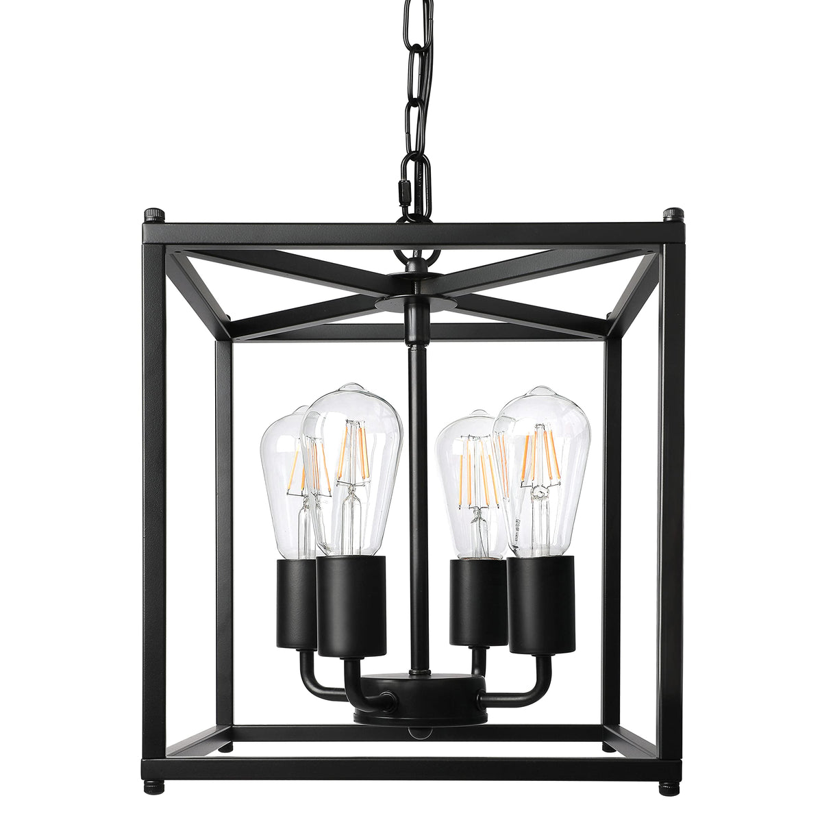 Unicozin 4-light black farmhouse chandelier over a kitchen island for rustic charm and ample lighting