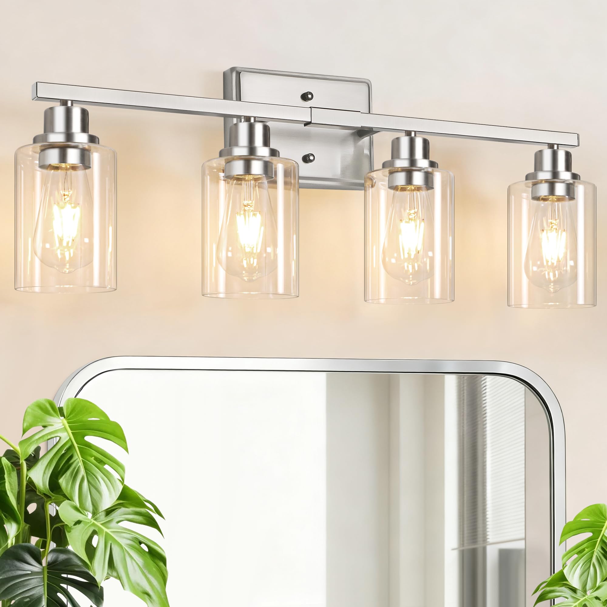 Unicozin 4-light fixture with brushed nickel finish and clear glass shades