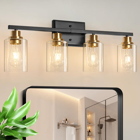 Unicozin 4-light vanity light over mirror with clear glass shades for bathroom decor