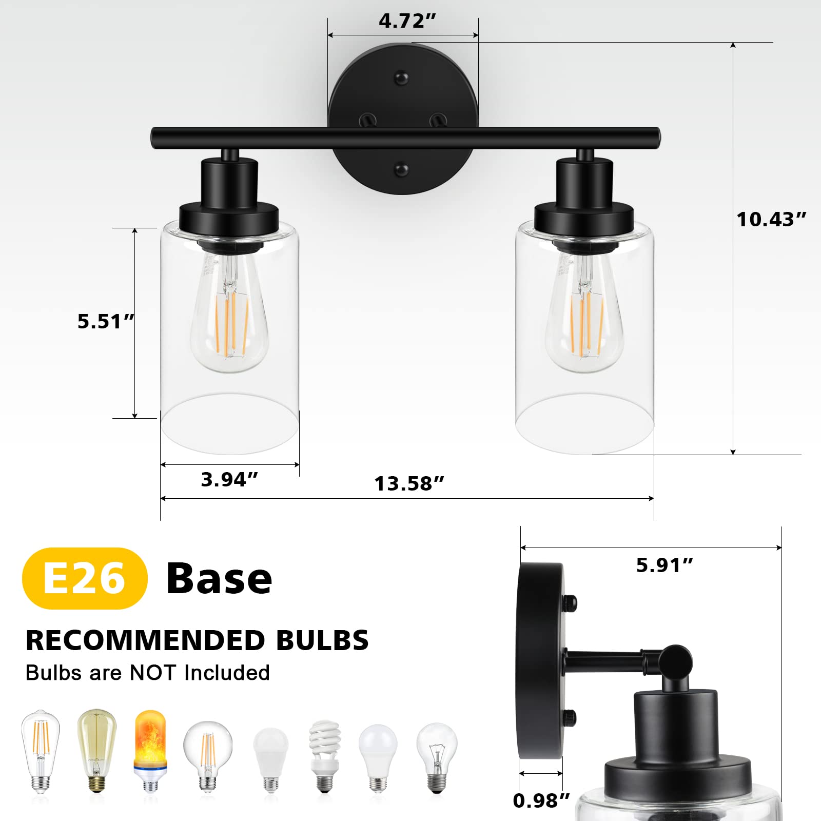 Unicozin bathroom vanity light with clear shade for crisp task lighting