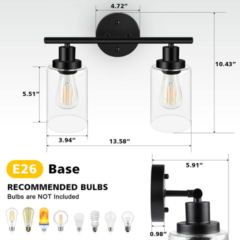 Unicozin bathroom vanity light with clear shade for crisp task lighting