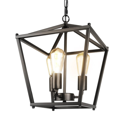 Unicozin Black Lantern Pendant Light with three bulbs illuminates kitchen islands.