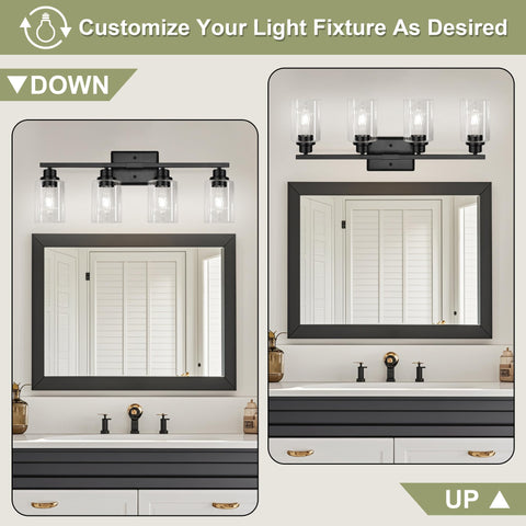 Unicozin black wall lamp with clear glass shades adds contemporary elegance to any room.