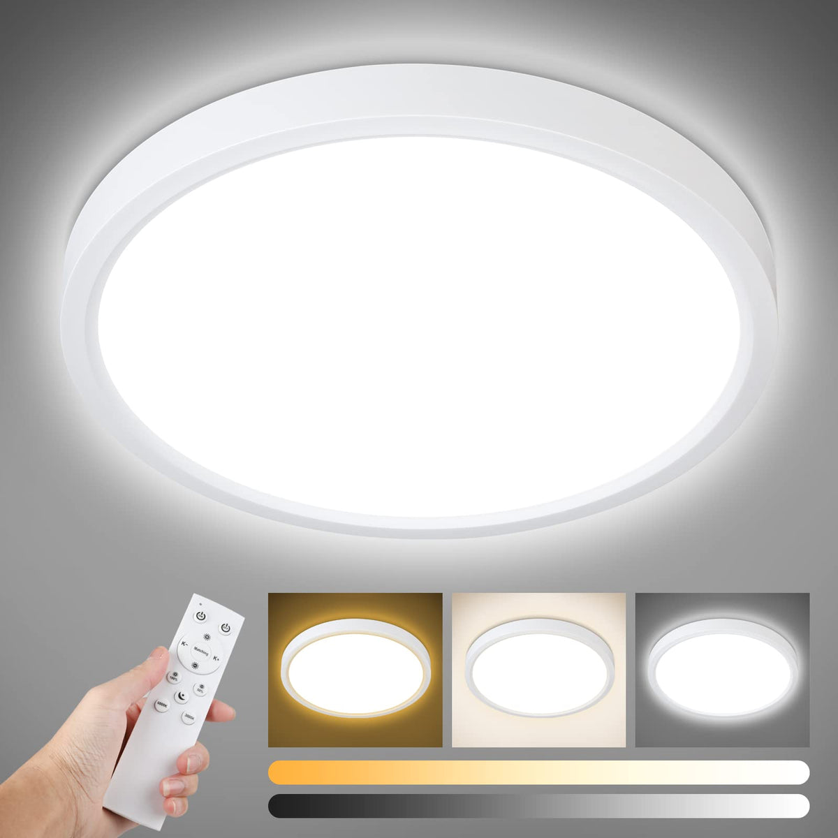 Unicozin dimmable ceiling light with remote control for versatile ambience