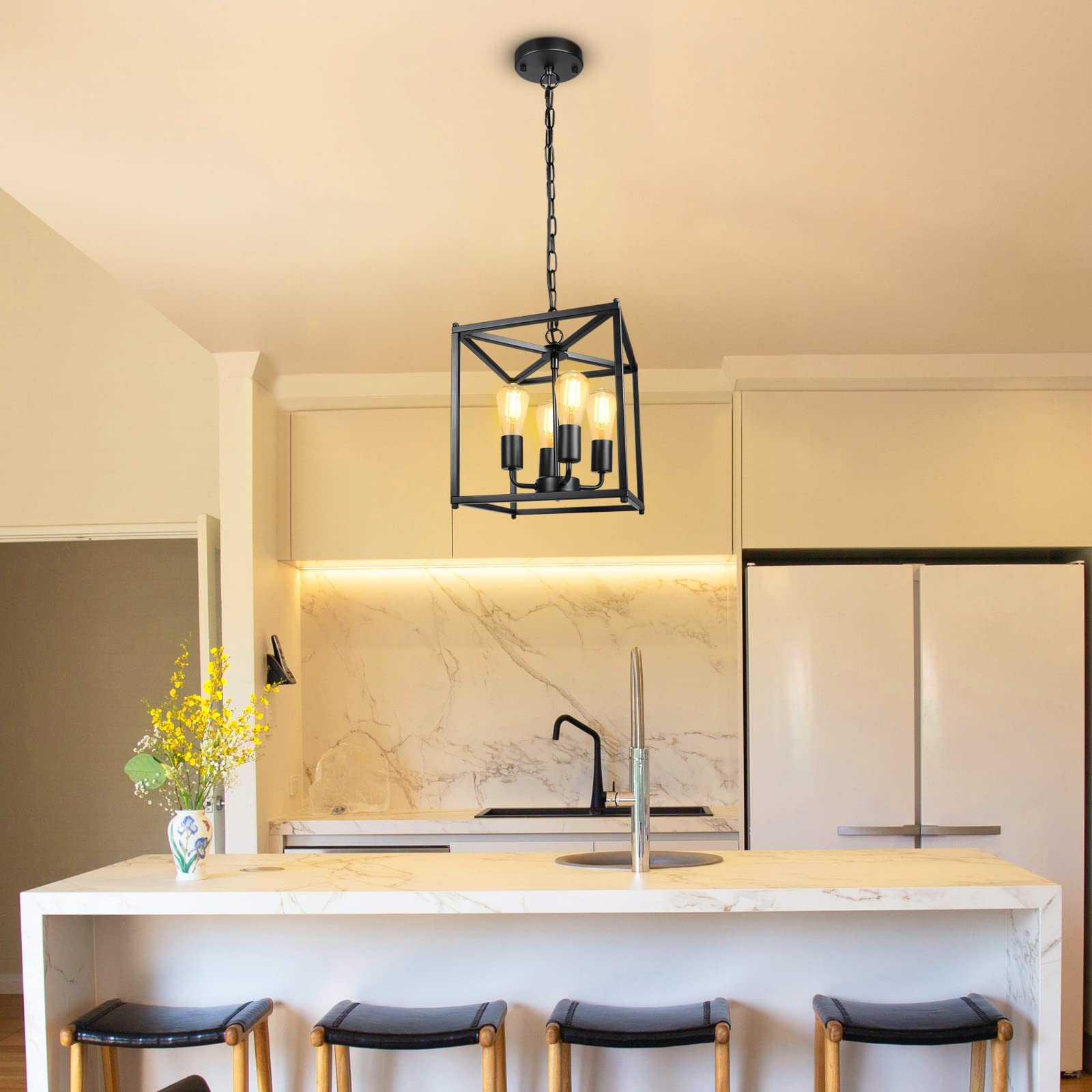 Unicozin chandelier creating dining room ambience with rustic-industrial vibe