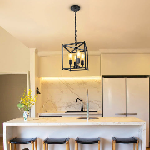 Unicozin chandelier creating dining room ambience with rustic-industrial vibe
