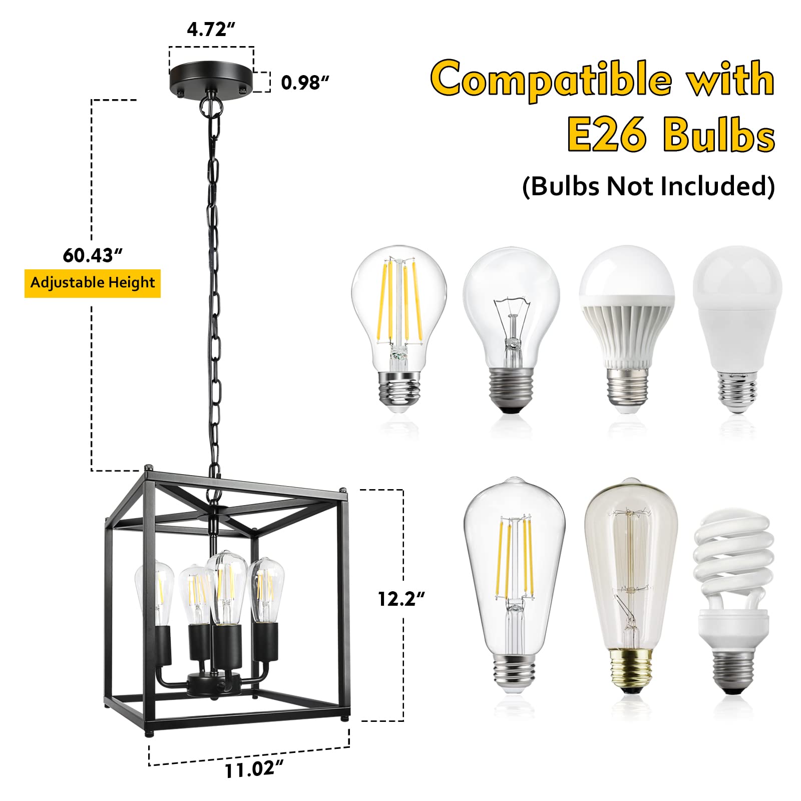 Unicozin E26 base compatibility supporting Edison to LED bulbs for customized ambiance
