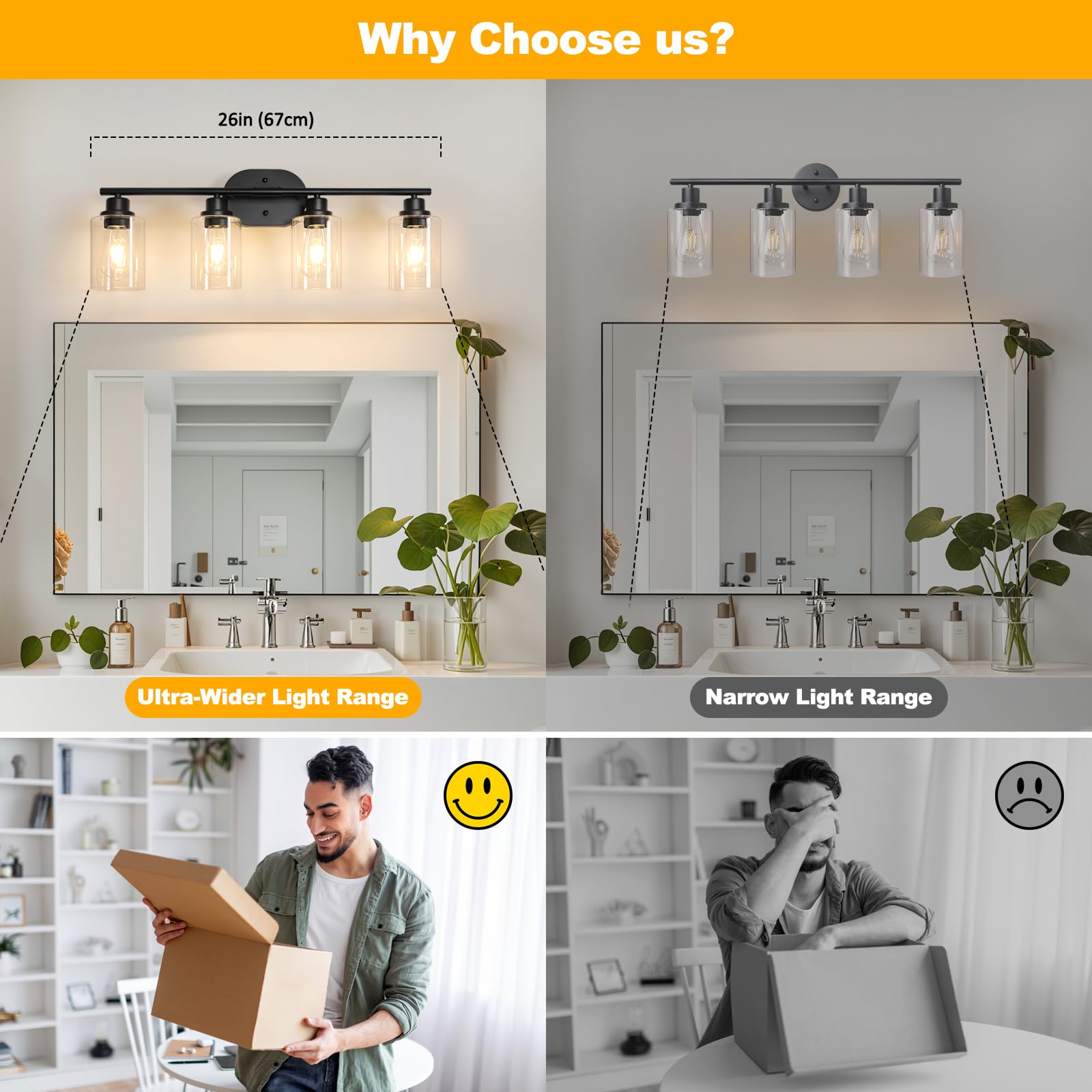 Unicozin four E26 sockets support LED or incandescent bulbs.