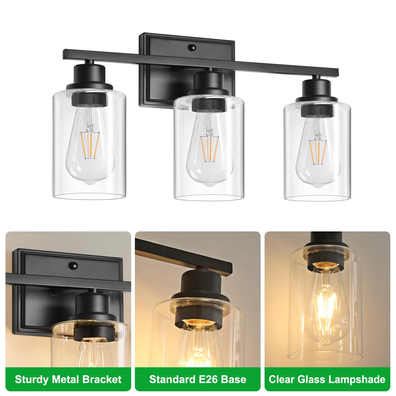 Unicozin 3-light fixture installs quickly with included mounting hardware.