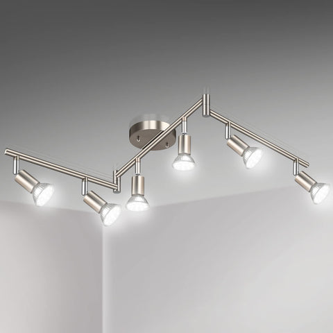 Unicozin LED 6-light track kit in matte nickel for modern ceiling lighting