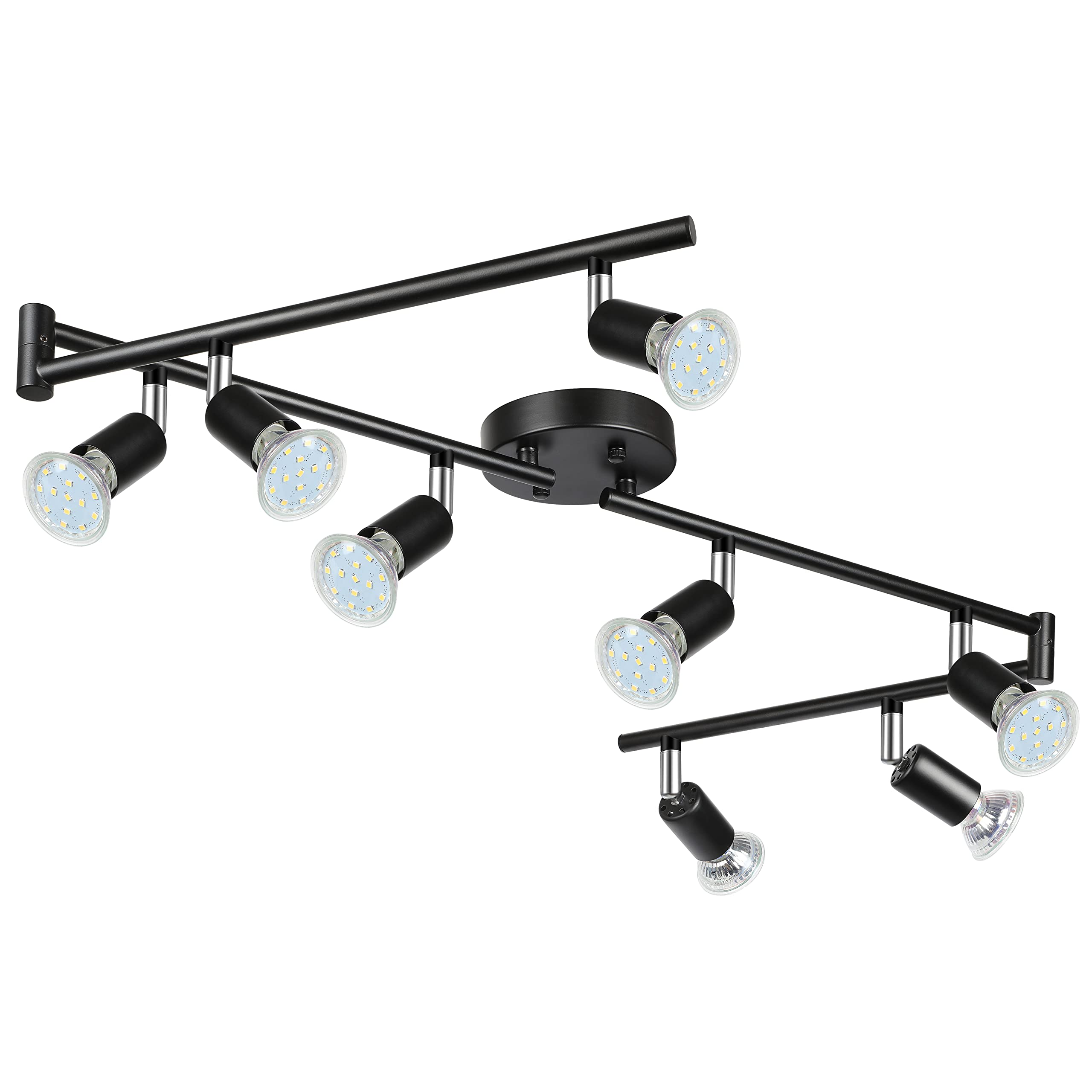 Unicozin LED eight-light track lighting kit in black for versatile ceiling illumination.