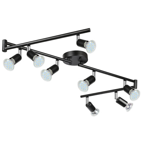 Unicozin LED eight-light track lighting kit in black for versatile ceiling illumination.