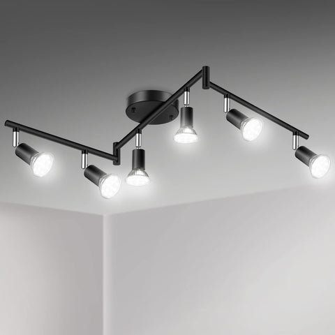 Unicozin LED track lights in black with six adjustable heads for flexible lighting.