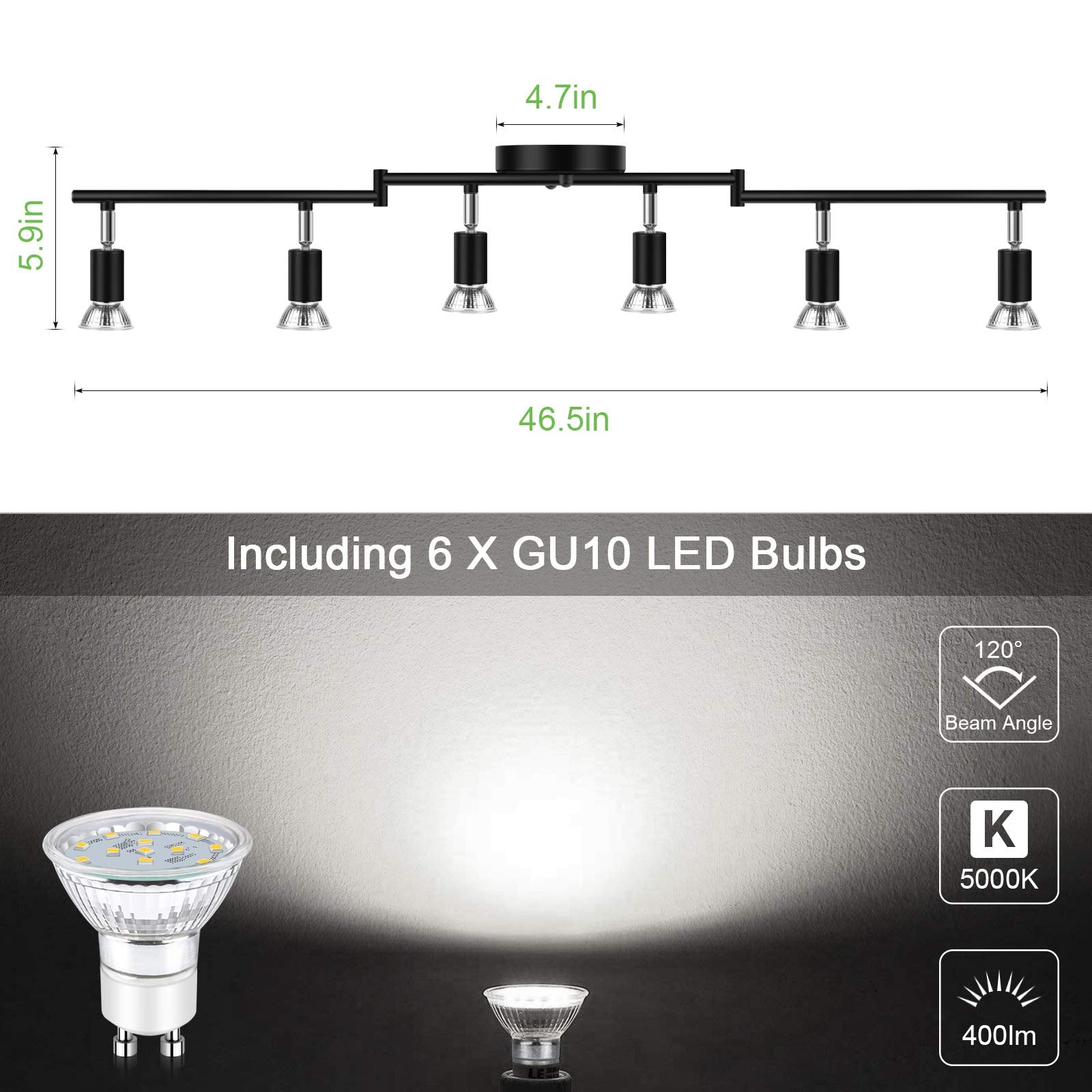 Unicozin LED track lighting with daylight 5000K bulbs for clear task illumination.