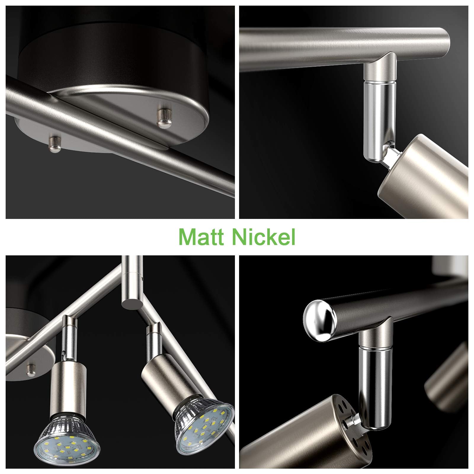 Close-up of Unicozin matte nickel finish on track