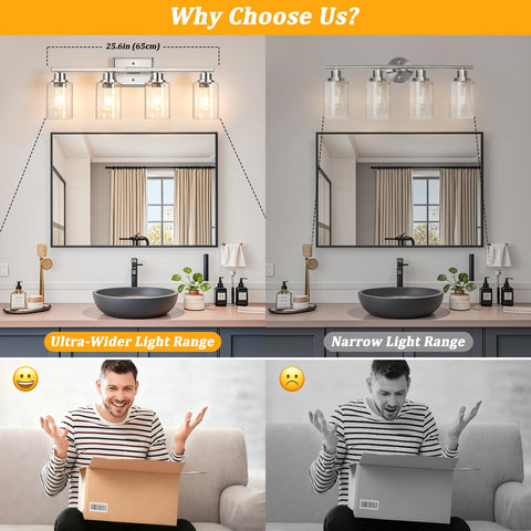 Fixture over mirror lighting vanity area with Unicozin