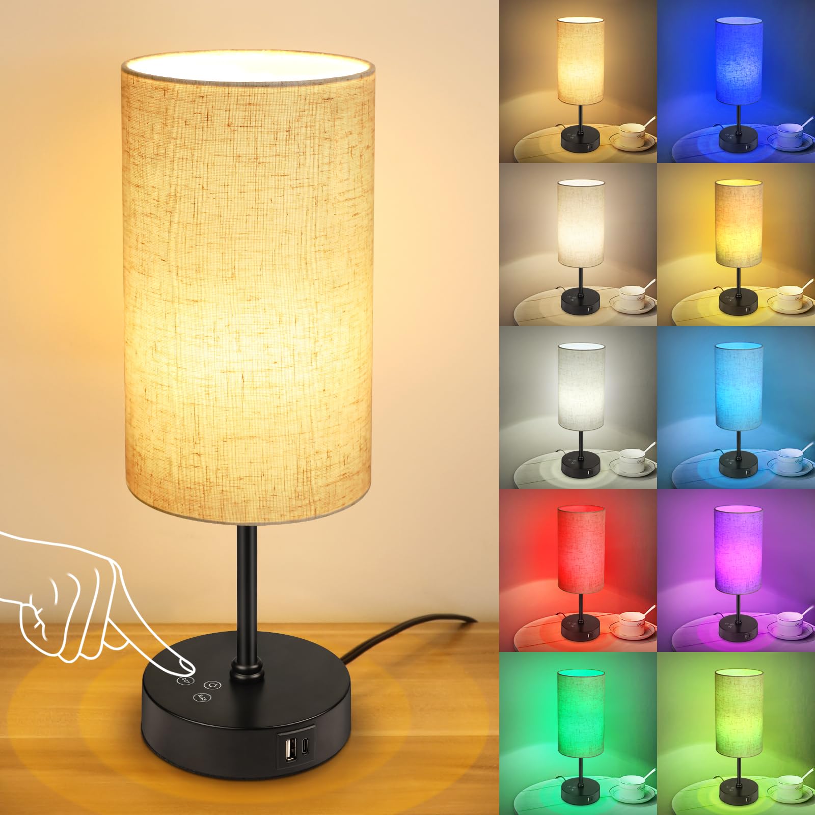 Unicozin table lamp with beige shade provides stable bedside lighting.