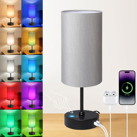 Unicozin table lamp with grey shade for cozy bedside lighting.