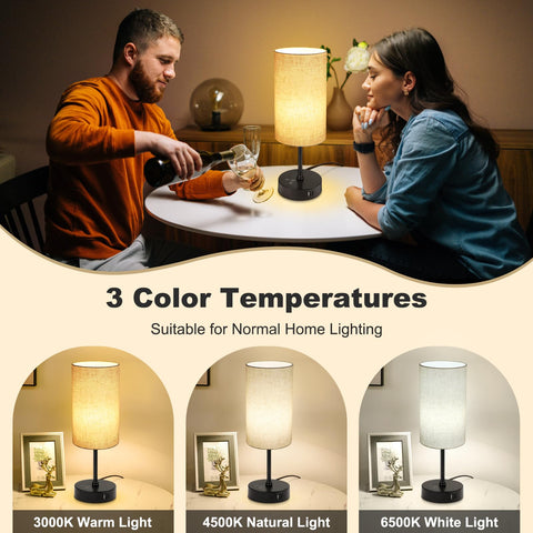 Unicozin table lamp set 2 angled view demonstrates stable base on a nightstand.