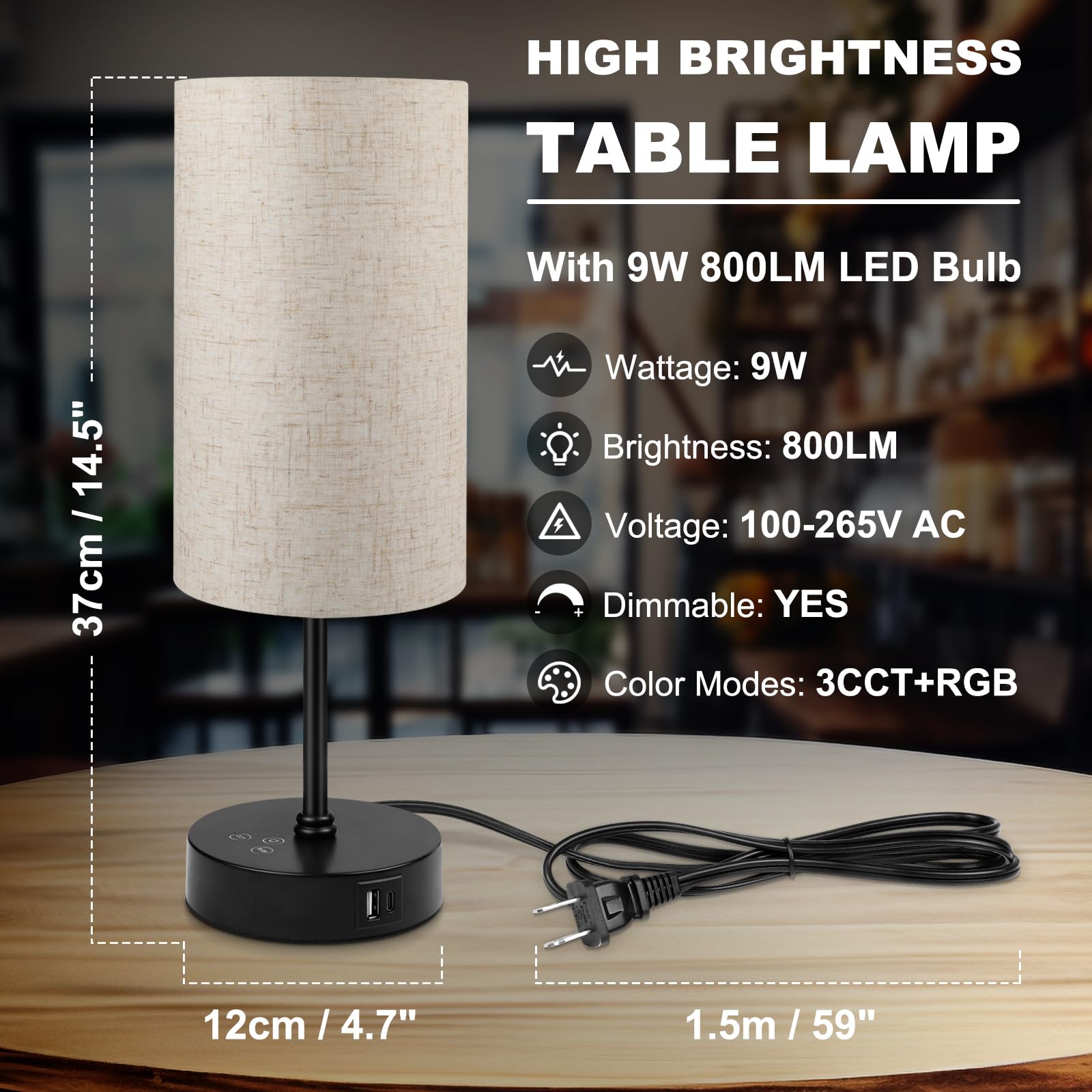 Unicozin table lamp set 2 touch control base enables easy brightness changes.