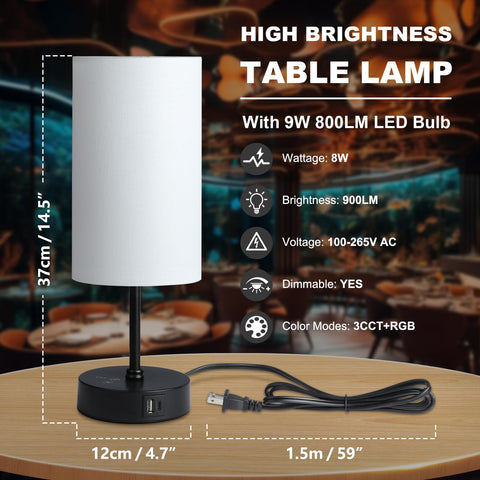Unicozin table lamp USB-C port keeps devices charged at bedside