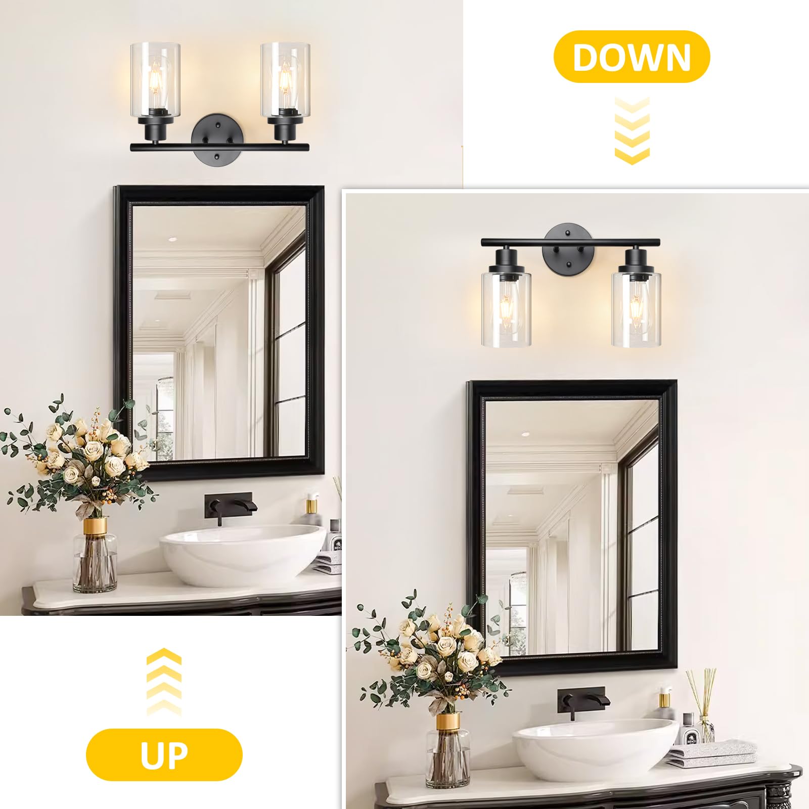 Unicozin vanity light with clear glass shade enhances bathroom mirror lighting