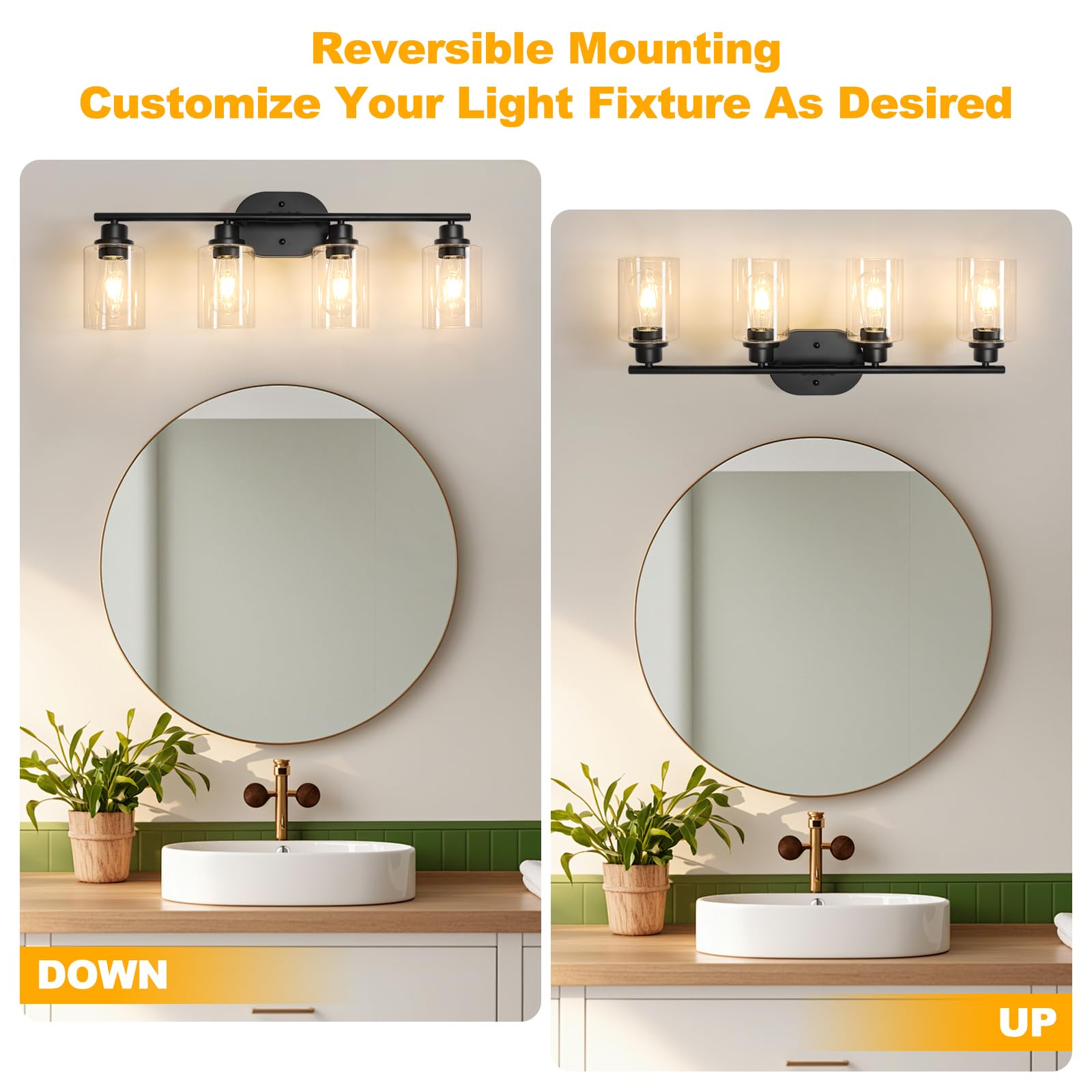 Unicozin vanity light wide 26-inch coverage over mirrors.