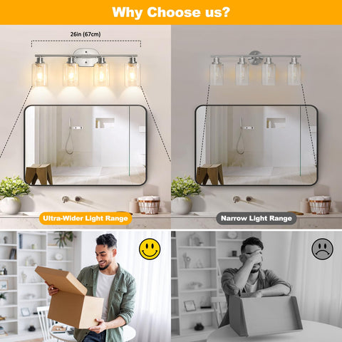 Unicozin 26x10 vanity light offers wide coverage for mirrors and narrow walls