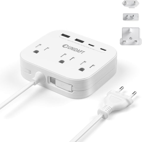 Unidapt compact power strip powers multiple devices on the go.
