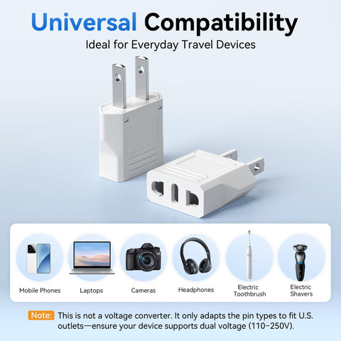 Unidapt EU-to-US plug adapter in pocket emphasizes portability.