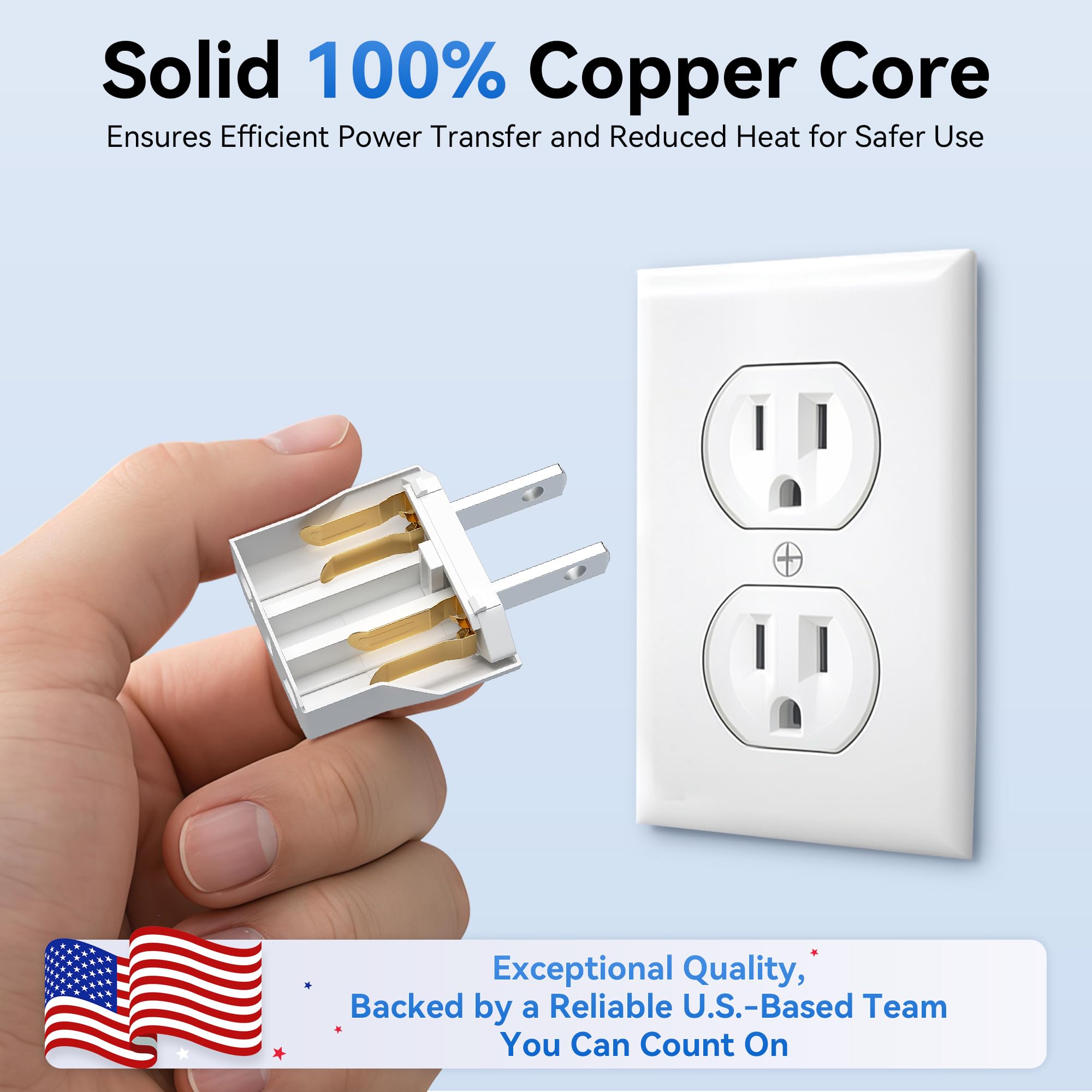 Unidapt EU-to-US plug adapter side angle highlights slim profile.
