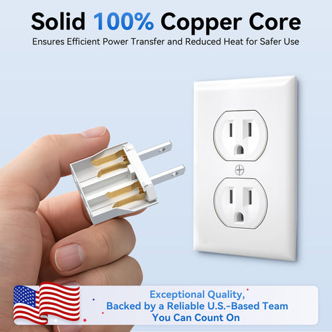 Unidapt EU-to-US plug adapter side angle highlights slim profile.