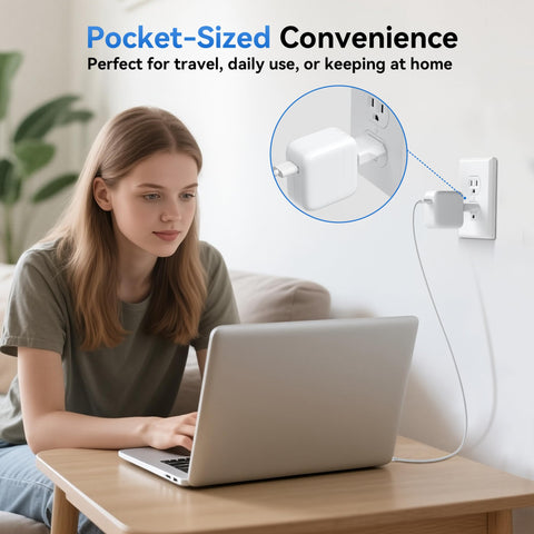 Unidapt EU-to-US plug adapter in use with US devices like a camera or shaver.