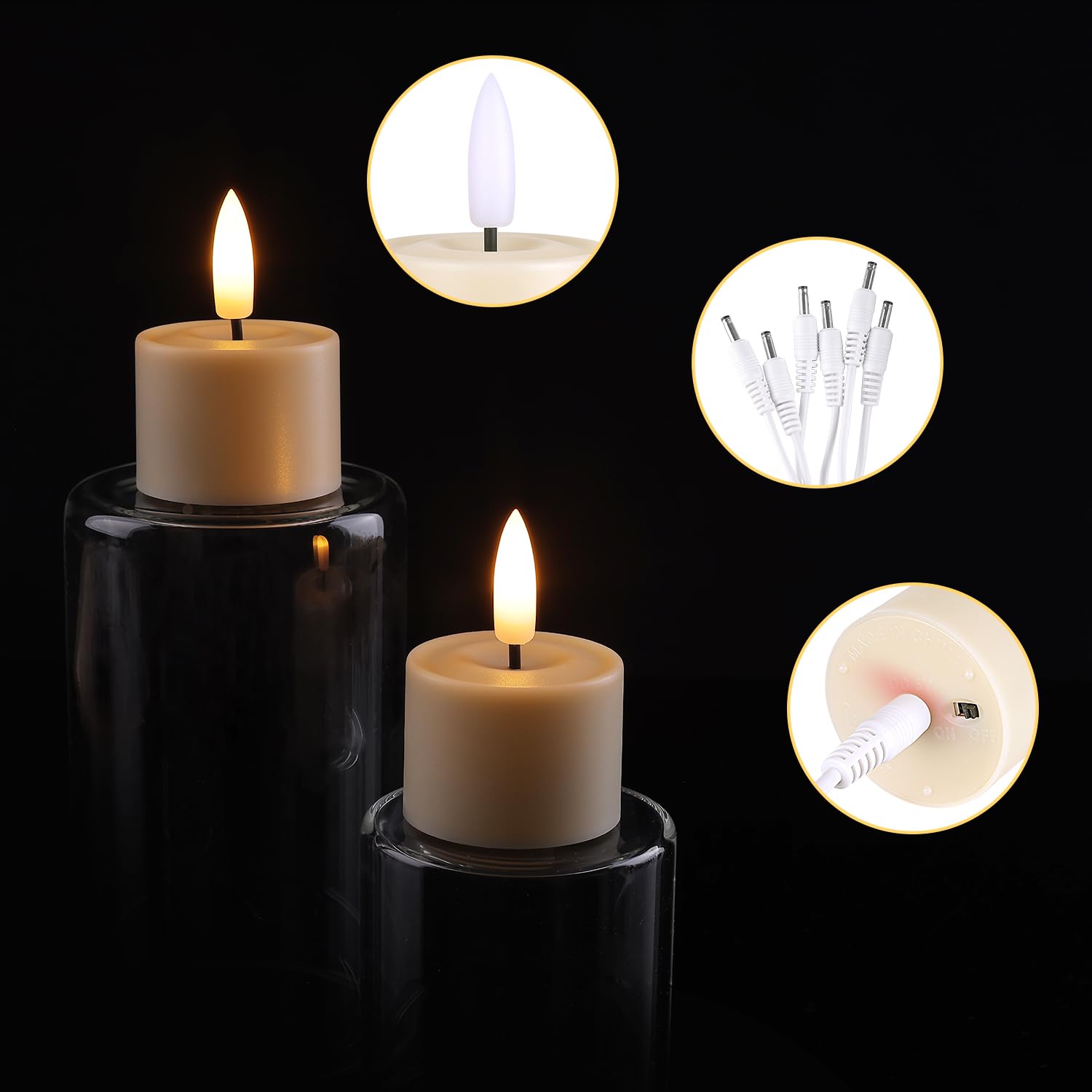 UniEasy LED tea light flicker with 3D wick for realistic flame effect