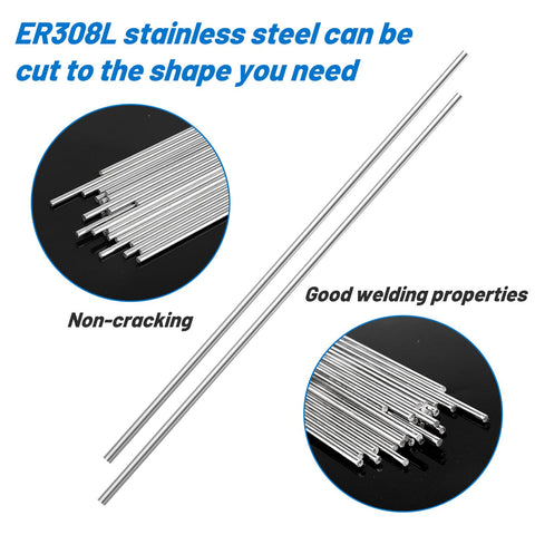 UNIFAMILY ER308L TIG rod close-up emphasizes corrosion resistance in stainless steel