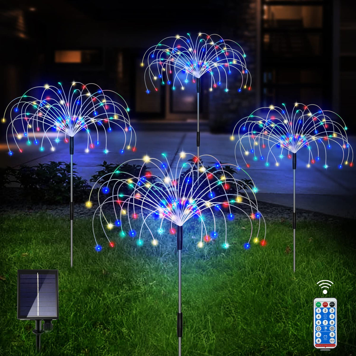 Unihoh solar garden lights with copper wire create colorful shapes along pathways